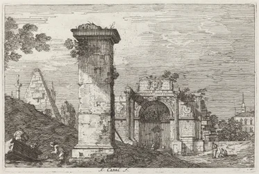 Paisaje con monumentos en ruinas [derecha]