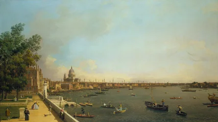 Londres. El Támesis desde la terraza de Somerset House hacia la ciudad, ca 1751