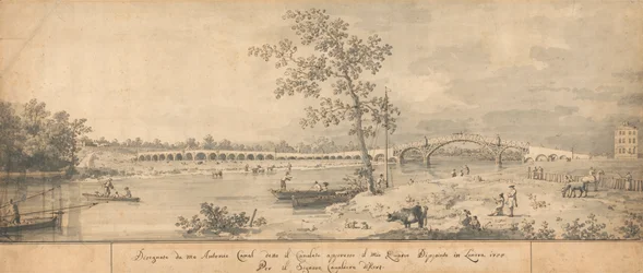 Old Walton Bridge visto desde la costa de Middlesex