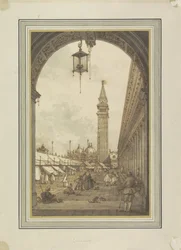Plaza de San Marcos, Venecia, vista desde el suroeste
Piazza San Marco con Campanile y San Marco en Venecia