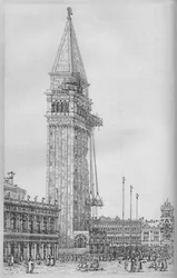 El campanario de San Marcos durante la reparación en 1745, 1903
