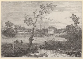 Vista de una ciudad en la orilla de un río, c. 1735-1746