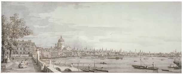 Vista del río Támesis, Londres, c. 1750