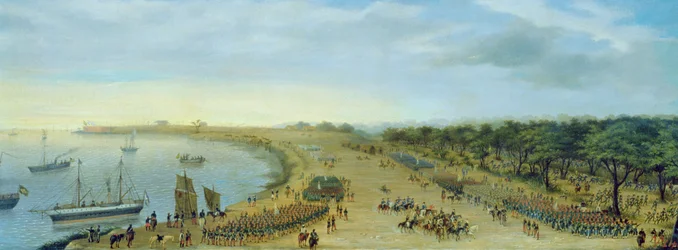 La llegada del ejército aliado a Itapiru, Paraguay