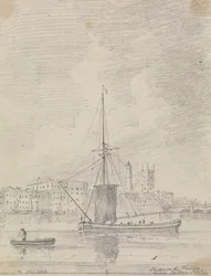 Barcos en el Támesis cerca del puente de Londres, octubre de 1816