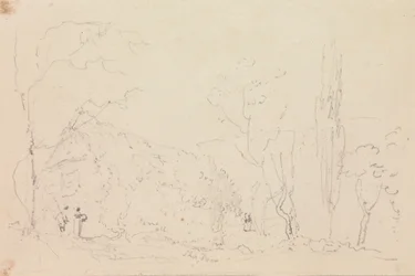 Boceto de una cabaña con tejado de paja