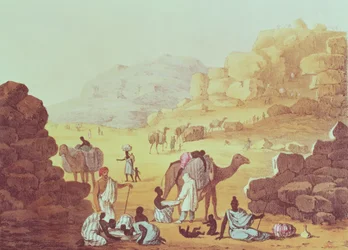 Una caravana de esclavos, lámina de "A Narrative of Travels in Northern Africa".