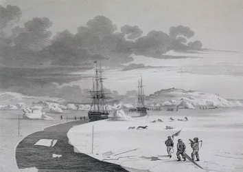 Cortando en la Isla de Invierno, octubre de 1821, del Diario de un Segundo Viaje para el Descubrimiento de un Paso del Noroeste desde el Atlántico hasta el Pacífico realizado en los años 1821-22-23, por William Edward