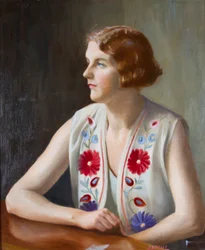 Retrato de la escritora e ilustradora Marian Ada. Peart, c.1930