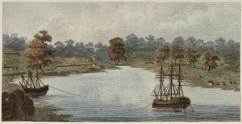 Sydney Cove, 1788 (grabado en cobre coloreado a mano)