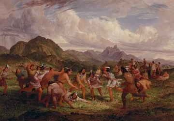 Juego de pelota entre los indios Sioux, 1851