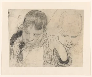 Dos niños, vistos de frente