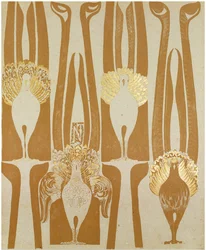 Wallpapers design par Carel Adolph Lion Cachet (1864-1945). Litografía en color, tamaño : 62,5x51,4
