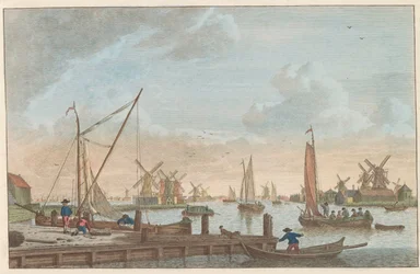 El Zaan en Wormerveer, hacia 1790 Wormerveer van de Poelsluis / Wormerveer aupres du Saan (título sobre el objeto)