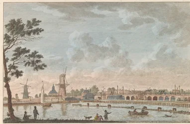 Gezicht op de Hogesluis, ca. 1790 Hooge Amstel Sluis te Amsterdam / High bridge, llamado hoog sluis - anteriormente llamado Lovers