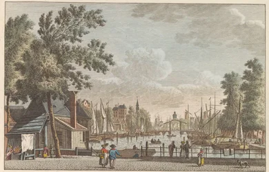 Leuvehaven en Róterdam, hacia 1790 Leuvehaven en Rotterdam / Le Canal dit Leuvenhaven a Rotterdam (título sobre el objeto)
