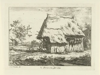 Pastor en un redil Te Drown in Drenthe (título sobre el objeto) Paisajes (1-6) (título de la serie)