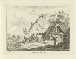 carro para una granja Te Eext en Drenthe (título sobre el objeto) Paisajes (1-6) (título de la serie)