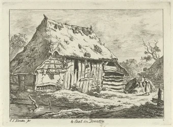 pareja en un granero Te Eext en Drenthe (título sobre el objeto) Paisajes (1-6) (título de la serie)