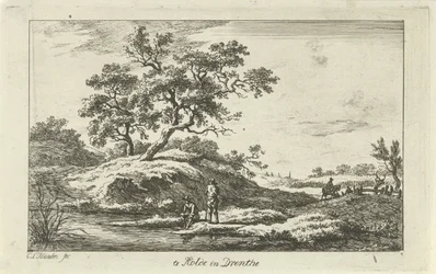 Viajeros frente al mar Te Rolde en Drenthe (título sobre objeto) Paisajes (a-f) (título de la serie)