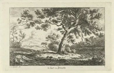 pastor descansando Te Eext en Drenthe (título sobre el objeto) Paisajes (a-f) (título de la serie)
