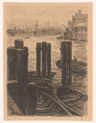Trabajo de pilotes en el puerto de Hamburgo