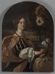 Catharina van Heemskerck con Girasoles (óleo sobre tabla)
