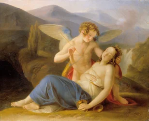 Psique se despierta del desmayo por la flecha de Cupido