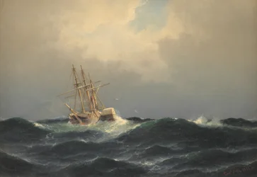 Un barco de vapor en una tormenta en el Atlántico