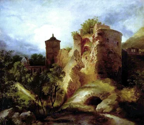 Alemán: Der gesprengte Turm des Heidelberger Schlosses La torre volada del castillo de Heidelberg