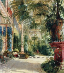 El interior de la casa de palmeras