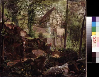 Paseo del Príncipe Max (Príncipe Max paseando). Pintura de Carl Christian Vogel von Volgelstein (1788-1868). Óleo sobre lienzo, 33,7 x 37,5 cm