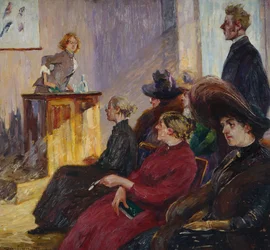 Anne Bugge en una reunión escolar en Tønsberg 1883