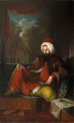 ""Retrato de Yusuf Agah Efendi (1744-1824)"" Pintura de Carl Frederik von Breda (1759-1818) Siglo XVIII Óleo sobre lienzo Dim 240x148 cm Museo Pera, Estambul