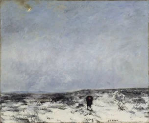 Paisaje de brezal con un carruaje