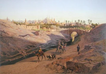 Vista de El Cairo desde el norte con la Mezquita Blanca, una de las 24 ilustraciones producidas por G.W. Seitz, impresa c.1873