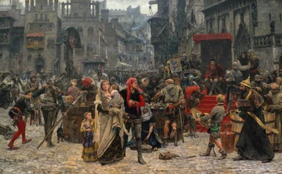 Valdemar IV Atterdag (c.1320-75) sosteniendo Visby para el rescate