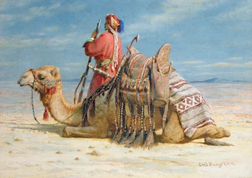 Un nómada y su camello descansando en el desierto, 1874