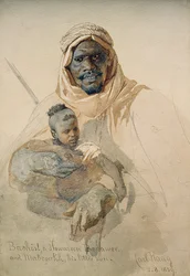 Bachist, un Howazeen Bedawee y Mabzookh, su pequeño hijo, 1859