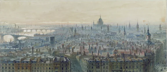Panorama de Londres desde la cima del Monumento, mirando al oeste, 1848