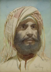 Retrato de un hombre barbudo de tribu