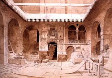 El bazar de alfombras Chan Chaleel en El Cairo, 1858
