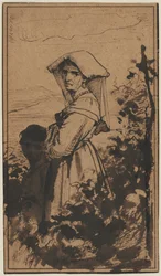 Mujer de pie y niño, segunda mitad del siglo XIX