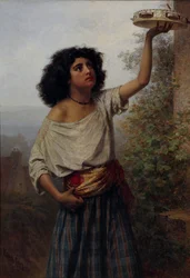 Una joven gitana con una pandereta