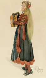 Lisbeth tocando el acordeón, 1909