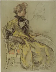 Boceto para el traje de Lovisa Ulrika: dibujo preliminar para el fresco de Lovisa Ulrika en la escalera del Nationalmuseum, Estocolmo