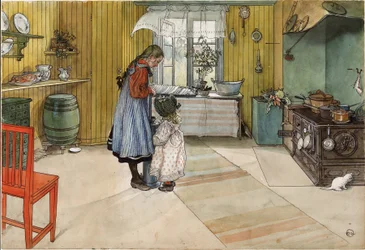 La cocina. De Un hogar (26 acuarelas)