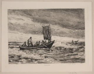 Barco de pesca en el oleaje