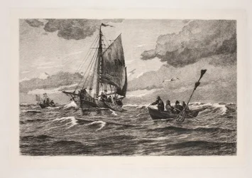 Pescadores en el mar