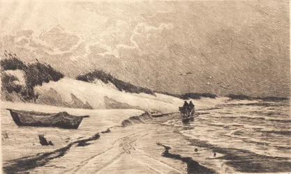 Desde las dunas en la playa sur de Skagen